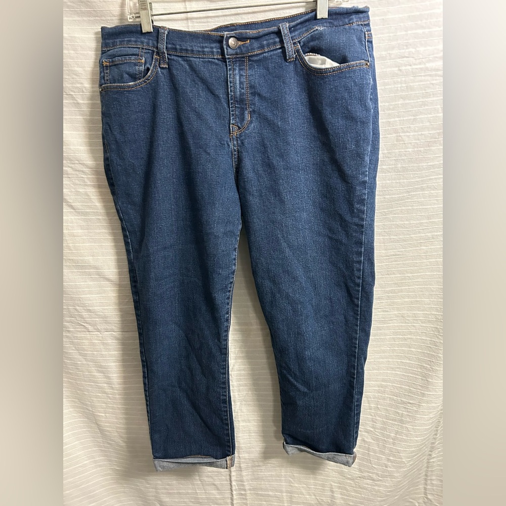 OLD NAVY Jeans Womens Boyfriend Mid Rise Cuffed Medium Wash Stretchy Size 14